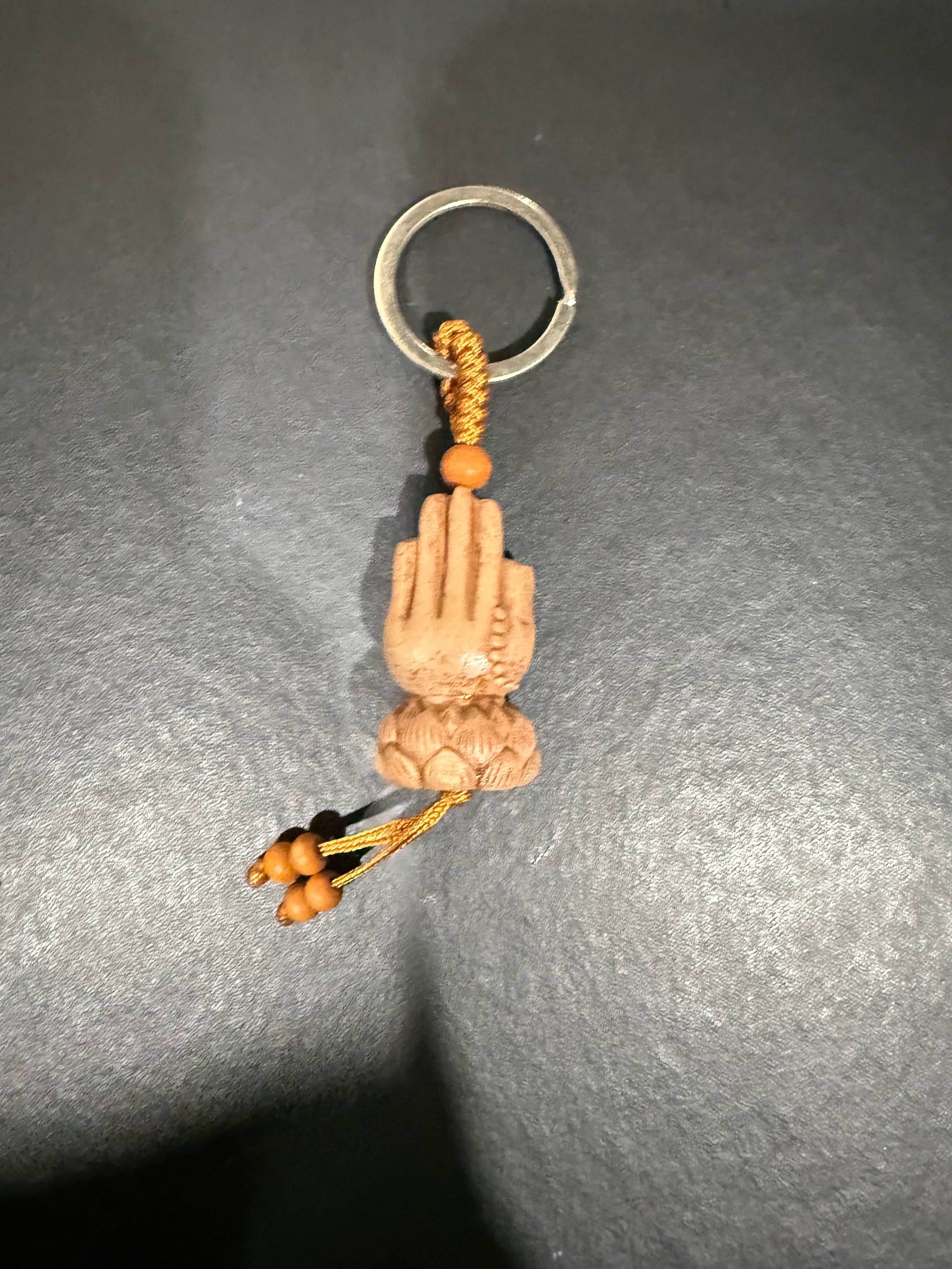 Wooden Praying Hand Key Chain