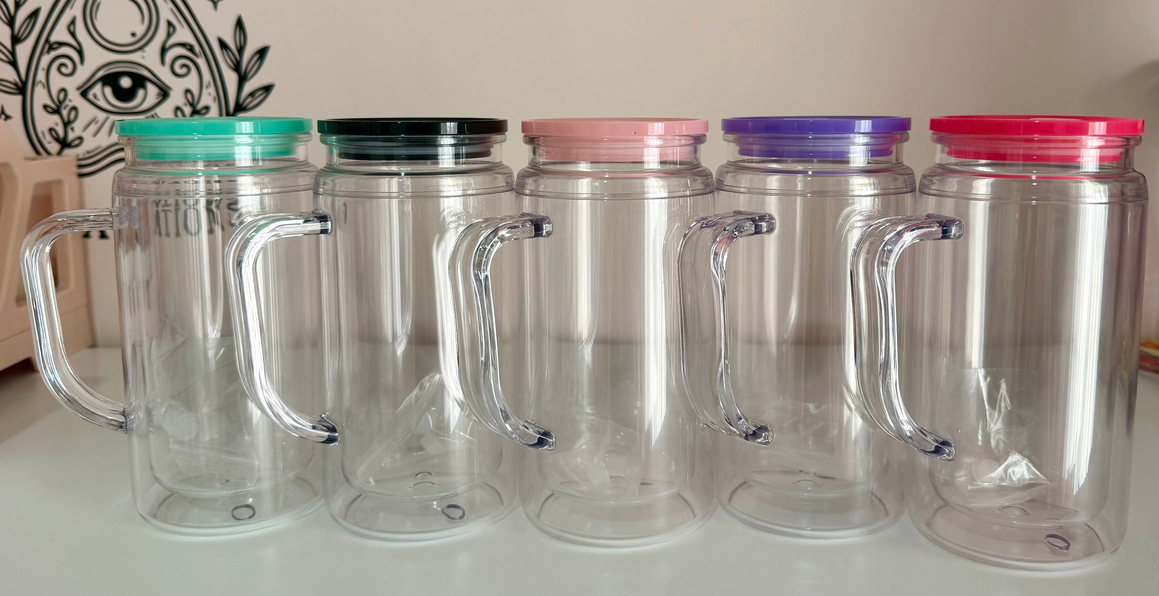 16oz Acrylic Handle Snow Globe Tumbler